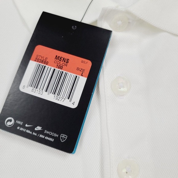 Nike Polo Shirt Mens Large White Dri-Fit Golf Swoosh Coral Gables Hospital Logo - Picture 5 of 15